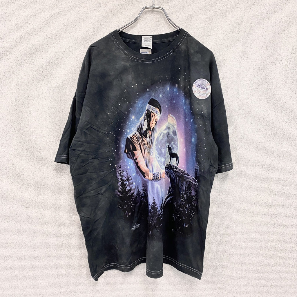 THE MOUNTAIN　ザマウンテン　半袖アニマルプリントTシャツ　タイダイ　黒　ブラック　XXLサイズ