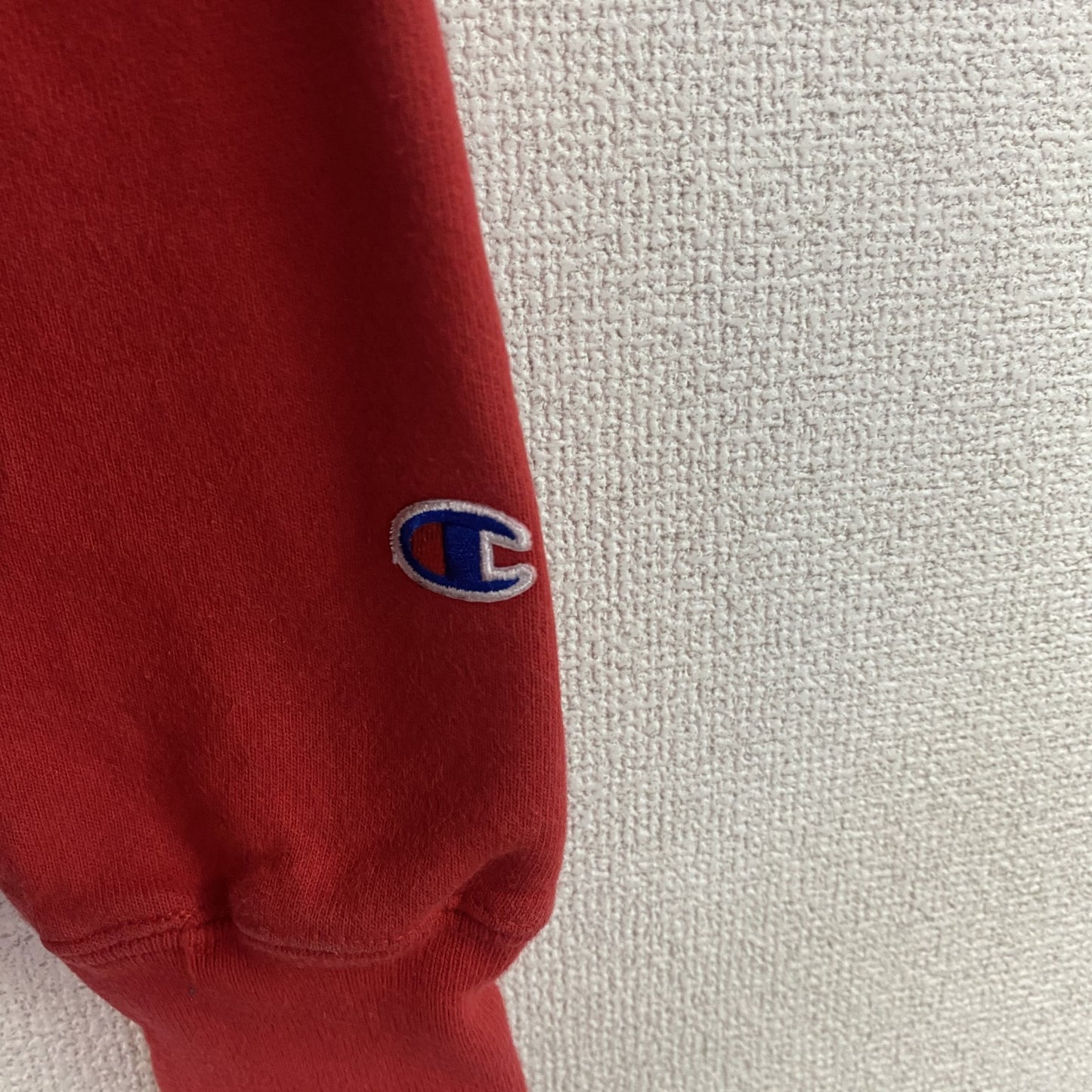 Champion　チャンピオン　リバースウィーブ　スウェット/トレーナー　フェード　デカロゴ　ワッペン　現行　赤　レッド　Sサイズ