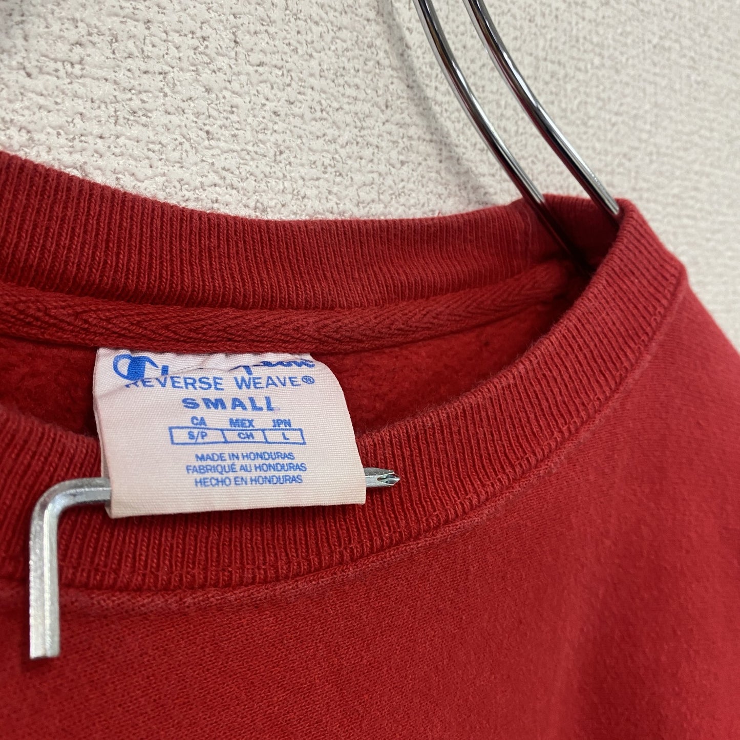 Champion　チャンピオン　リバースウィーブ　スウェット/トレーナー　フェード　デカロゴ　ワッペン　現行　赤　レッド　Sサイズ