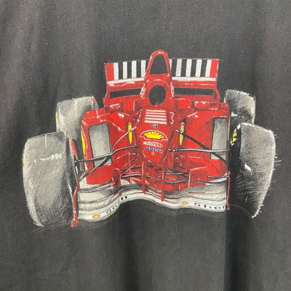 古着 used　FERRARI　フェラーリ　半袖カーデザイン両面プリントTシャツ　F1　自動車　黒　ブラック　XLサイズ