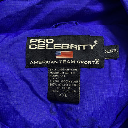 古着 used　PRO CELEBRITY　長袖ハーフジップブルゾン　ポイント刺繍　FOLSOM　フットボール　青　2XLサイズ