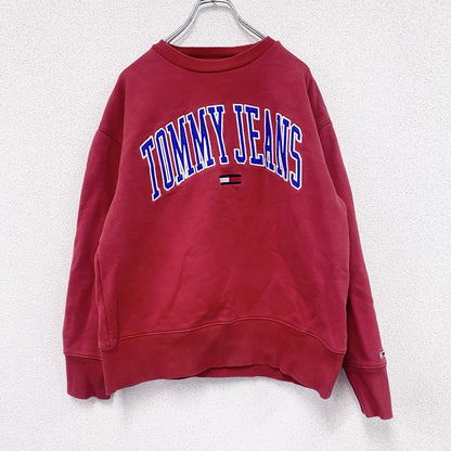 TOMMY JEANS　トミージーンズ　スウェット/トレーナー　アーチプリント　赤　レッド　Mサイズ