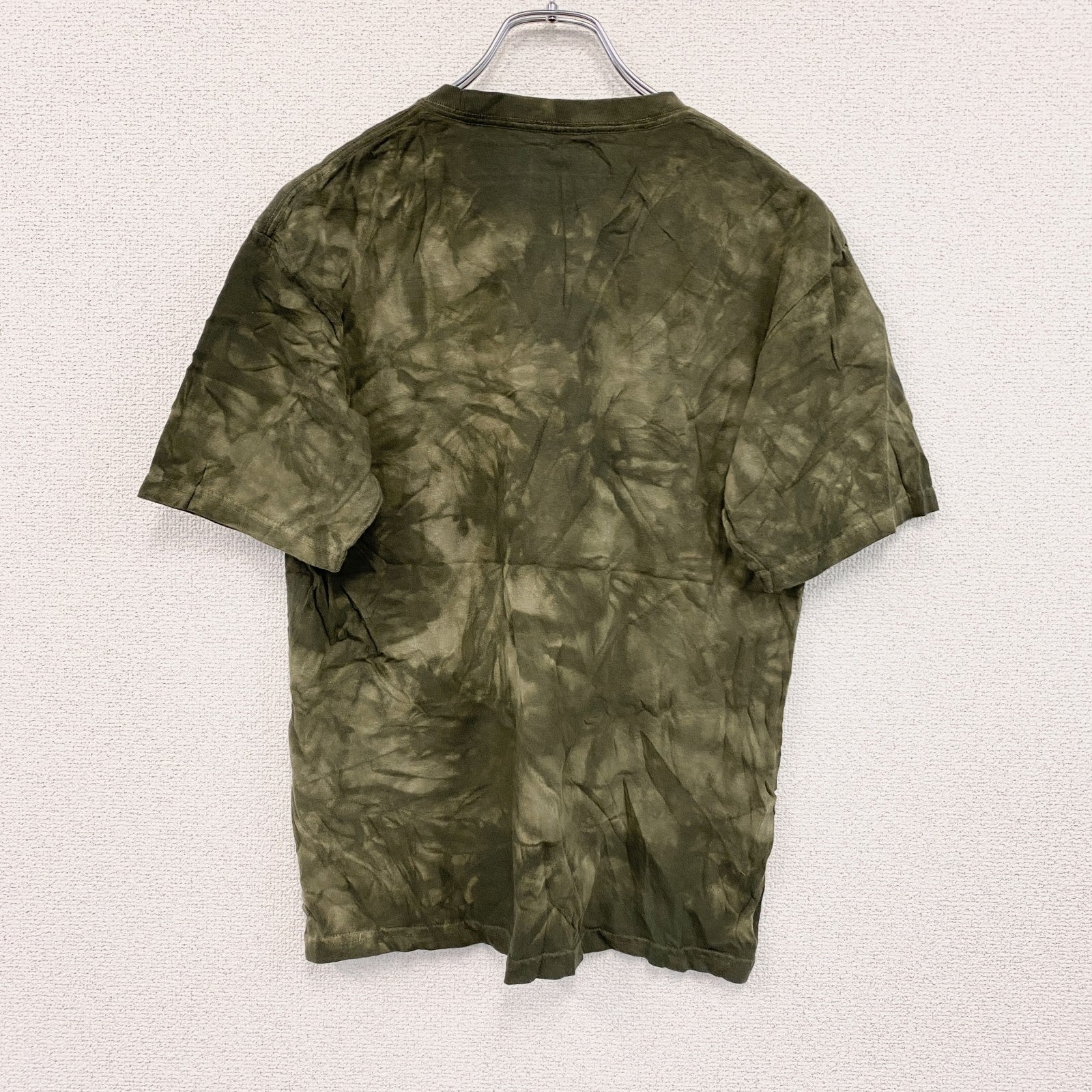 THE MOUNTAIN　ザマウンテン　半袖アニマルプリントTシャツ　タイダイ柄　カーキ　XLサイズ
