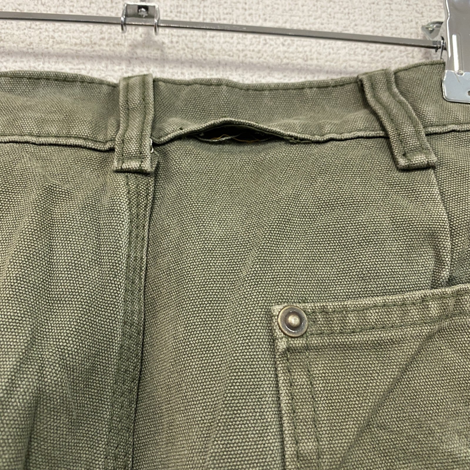 ノーブランド　ダブルニーペインターパンツ　ダックパンツ　ジップフライ　カーキ