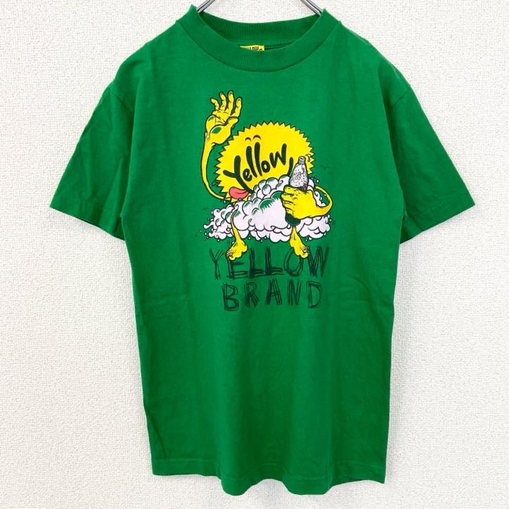 古着 used　USA製　Yellow Brand　半袖デザインプリントTシャツ　キャラクター　緑　グリーン　Sサイズ