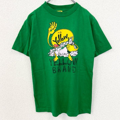 古着 used　USA製　Yellow Brand　半袖デザインプリントTシャツ　キャラクター　緑　グリーン　Sサイズ