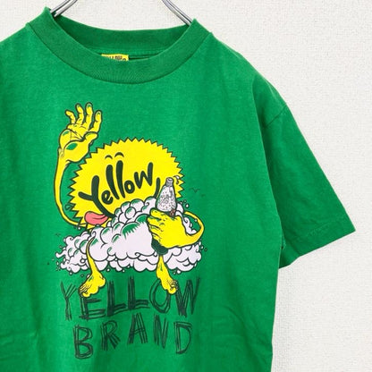 古着 used　USA製　Yellow Brand　半袖デザインプリントTシャツ　キャラクター　緑　グリーン　Sサイズ