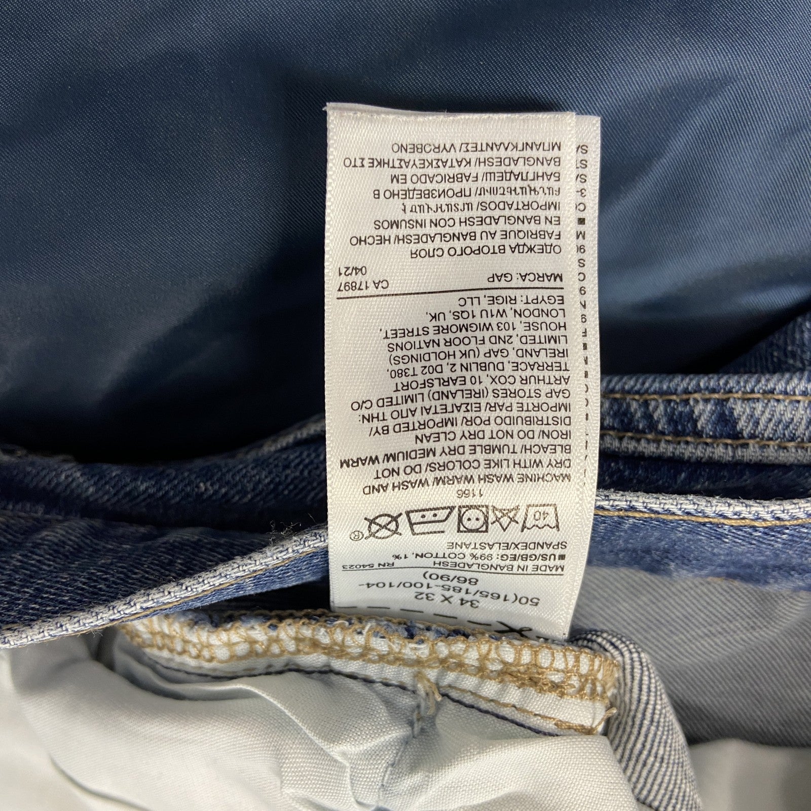GAP　ギャップ　デニムパンツ/スキニージーンズ　ジップフライ　フェード　インディゴ　W34サイズ