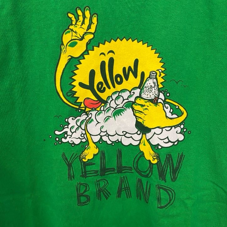古着 used　USA製　Yellow Brand　半袖デザインプリントTシャツ　キャラクター　緑　グリーン　Sサイズ