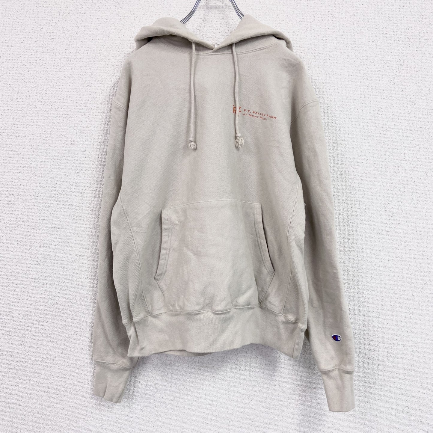 Champion　チャンピオン　リバースウィーブ　スウェットパーカー/フーディー　企業ロゴ　ワンポイント　現行　ベージュ　Mサイズ