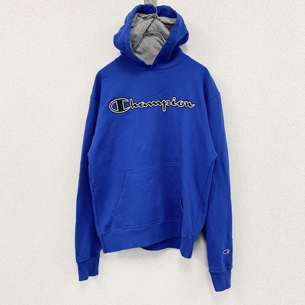 Champion　チャンピオン　スウェットパーカー/フーディー　ワッペン　現行　青　ブルー　Mサイズ