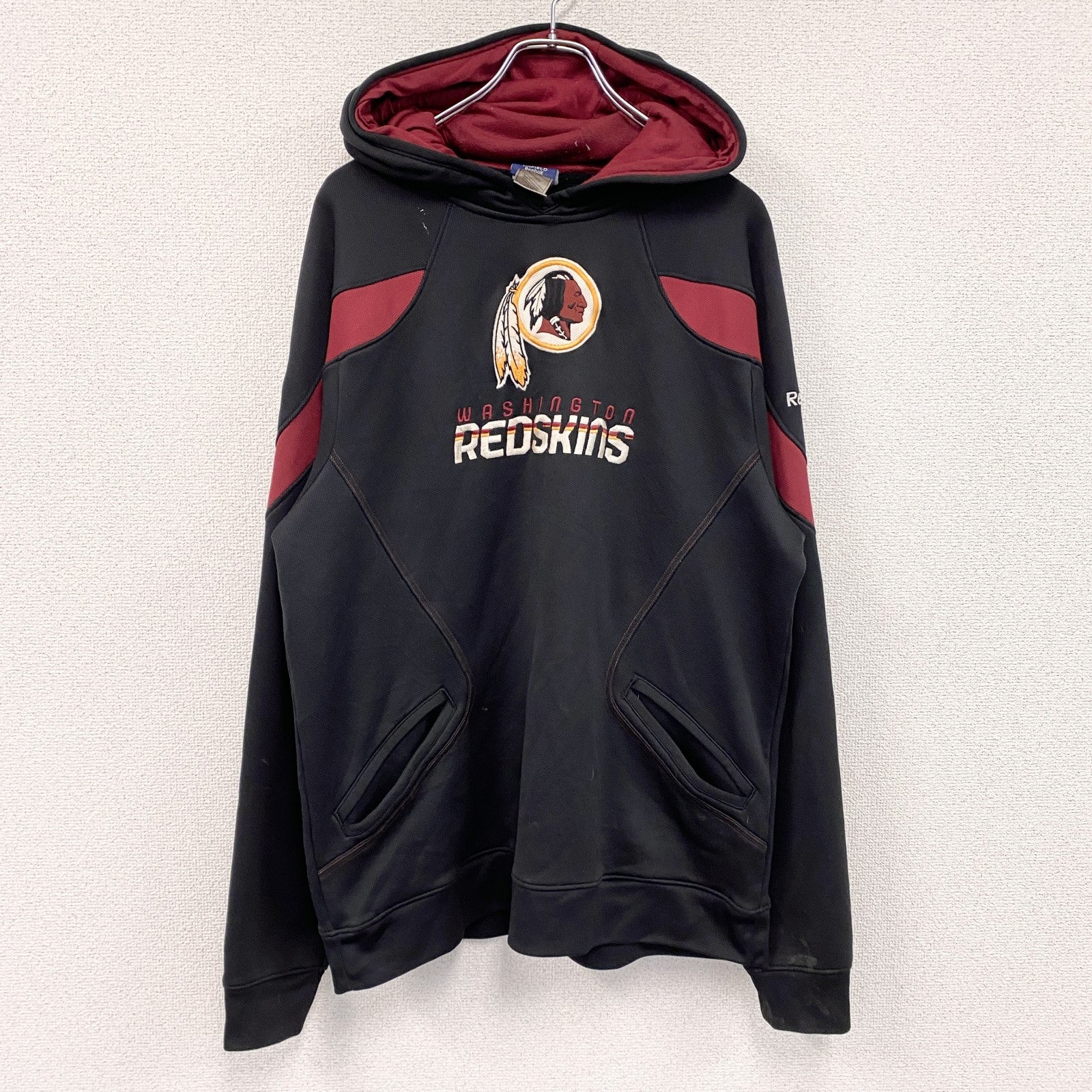 Reebok　リーボック　NFL　レッドスキンズ　スウェットパーカー/フーディー　黒　ブラック　Lサイズ