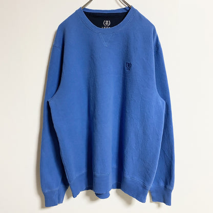 古着 used　IZOD　長袖ワンポイント刺繍スウェット　トレーナー　シンプル　水色　青　レトロデザイン　Lサイズ