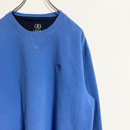 古着 used　IZOD　長袖ワンポイント刺繍スウェット　トレーナー　シンプル　水色　青　レトロデザイン　Lサイズ