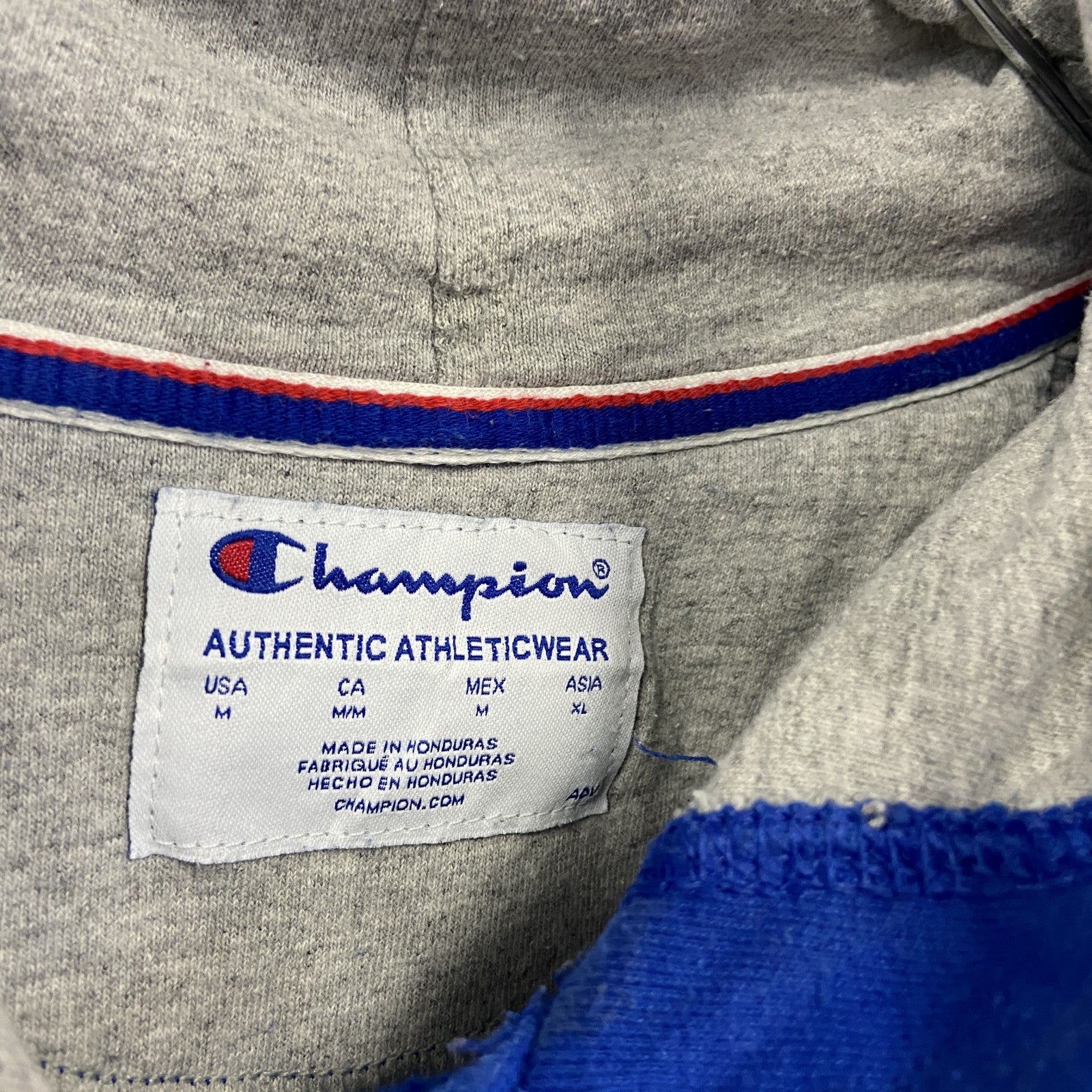 Champion　チャンピオン　スウェットパーカー/フーディー　ワッペン　現行　青　ブルー　Mサイズ