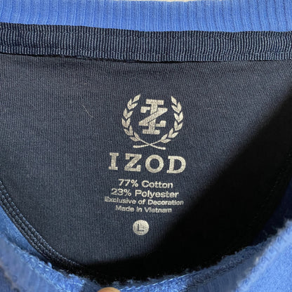古着 used　IZOD　長袖ワンポイント刺繍スウェット　トレーナー　シンプル　水色　青　レトロデザイン　Lサイズ