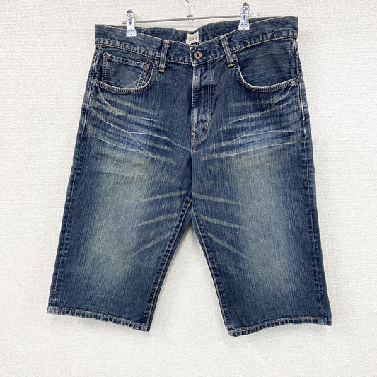 EDWIN　エドウィン　505　ハーフデニムパンツ/ショートパンツ　鬼ヒゲ　縦落ち　フェード　ジップフライ　インディゴ　W34サイズ