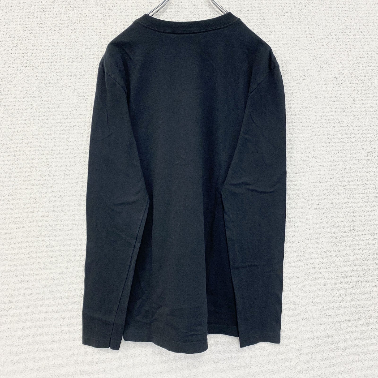 古着 used　NIKE　ナイキ　長袖プリントTシャツ　ロンT　ビッグロゴ　スウッシュマーク　黒　ブラック　クルーネック　Mサイズ