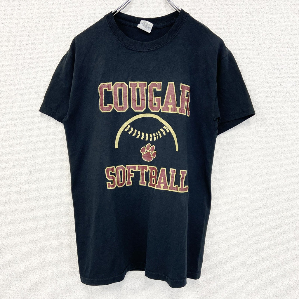 古着 used　GILDAN ギルダン　半袖プリントTシャツ　クーガー　ピューマ　ソフトボール　黒　カジュアルデザイン　Sサイズ