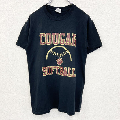 古着 used　GILDAN ギルダン　半袖プリントTシャツ　クーガー　ピューマ　ソフトボール　黒　カジュアルデザイン　Sサイズ