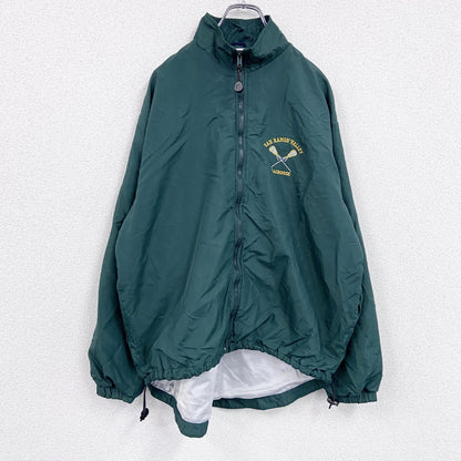 90s　Boathouse　フルジップナイロンジャケット　アーチプリント　ヴィンテージ　ディープグリーン　Lサイズ