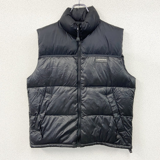 90s　WOOLRICH　ウールリッチ　フルジップダウンベスト　素材切り替え　ワンポイント　ヴィンテージ　黒　ブラック　Mサイズ