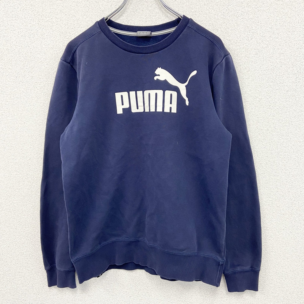PUMA　プーマ　スウェット/トレーナー　デカロゴ　スポーツミックス　ストリート　クルーネック　紺　ネイビー　Sサイズ