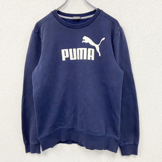 PUMA　プーマ　スウェット/トレーナー　デカロゴ　スポーツミックス　ストリート　クルーネック　紺　ネイビー　Sサイズ