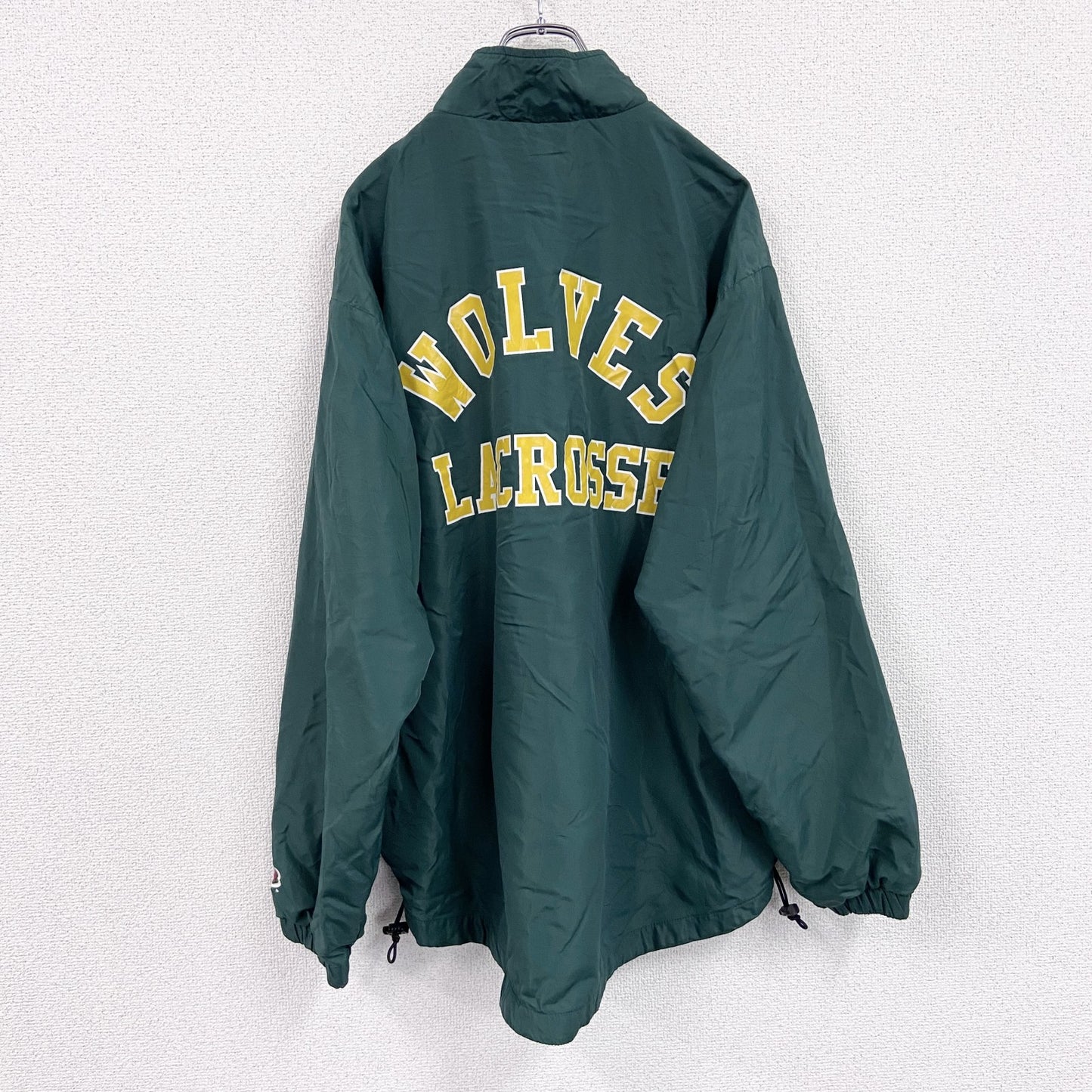90s　Boathouse　フルジップナイロンジャケット　アーチプリント　ヴィンテージ　ディープグリーン　Lサイズ