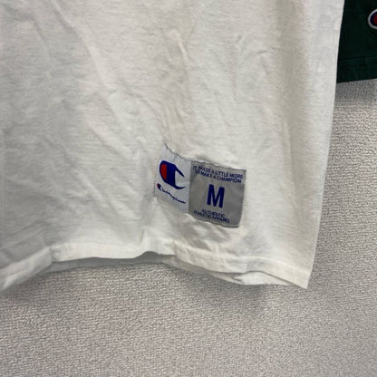 古着 used　champion チャンピオン　長袖七分袖Tシャツ　緑　白　バイカラー　ノームコア　クルーネック　Mサイズ