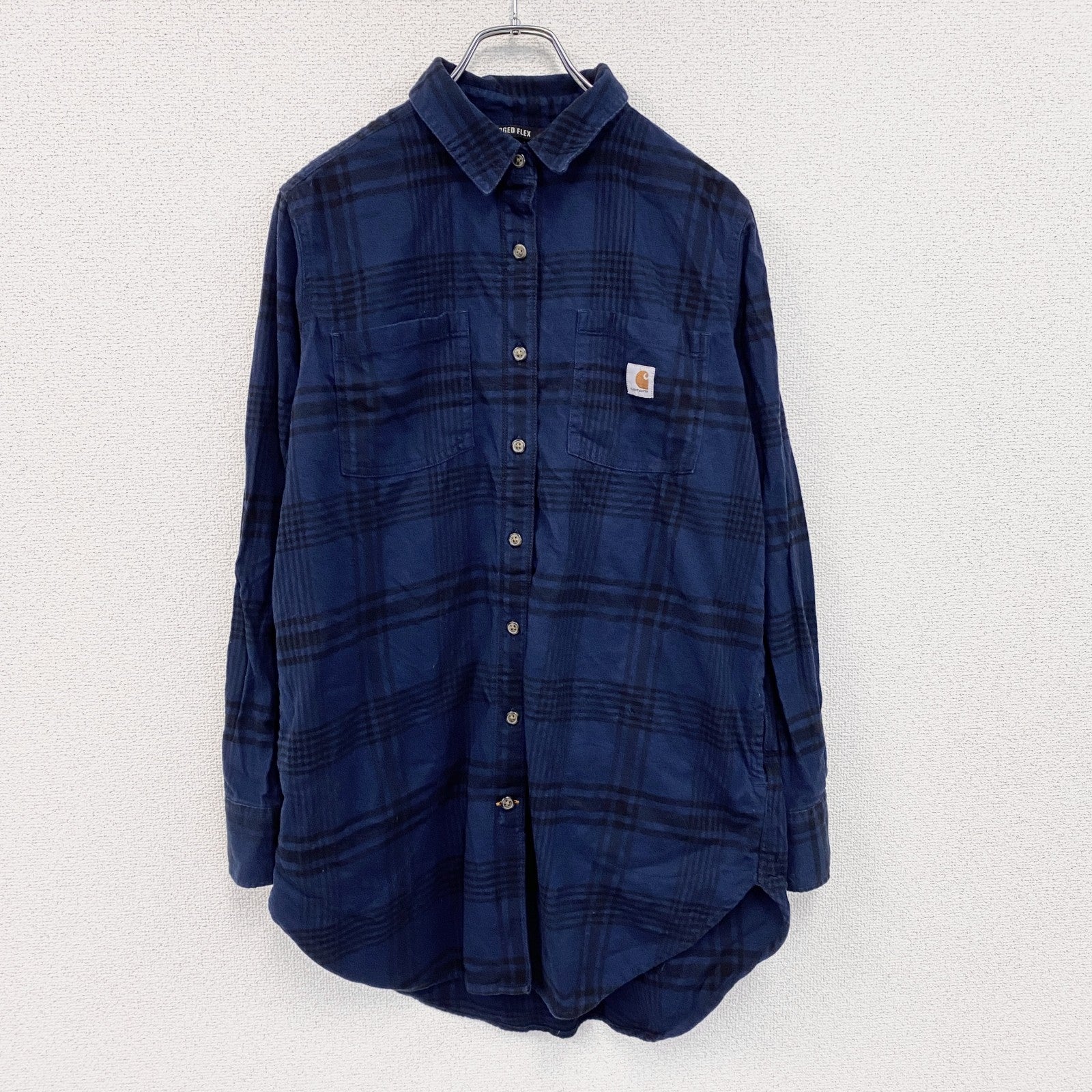 Carhartt　カーハート　長袖シャツ　ネルシャツワンピース　紺　ネイビー　M(8-10)サイズ