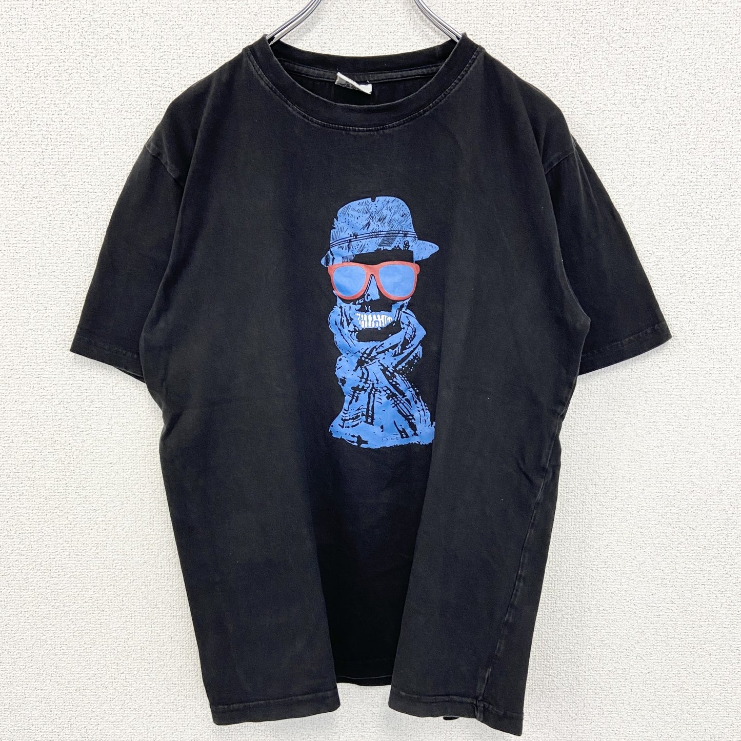 古着 used　Fashion Castle　半袖プリントTシャツ　スカル　ギャング　黒　ブラック　カジュアルデザイン　XLサイズ