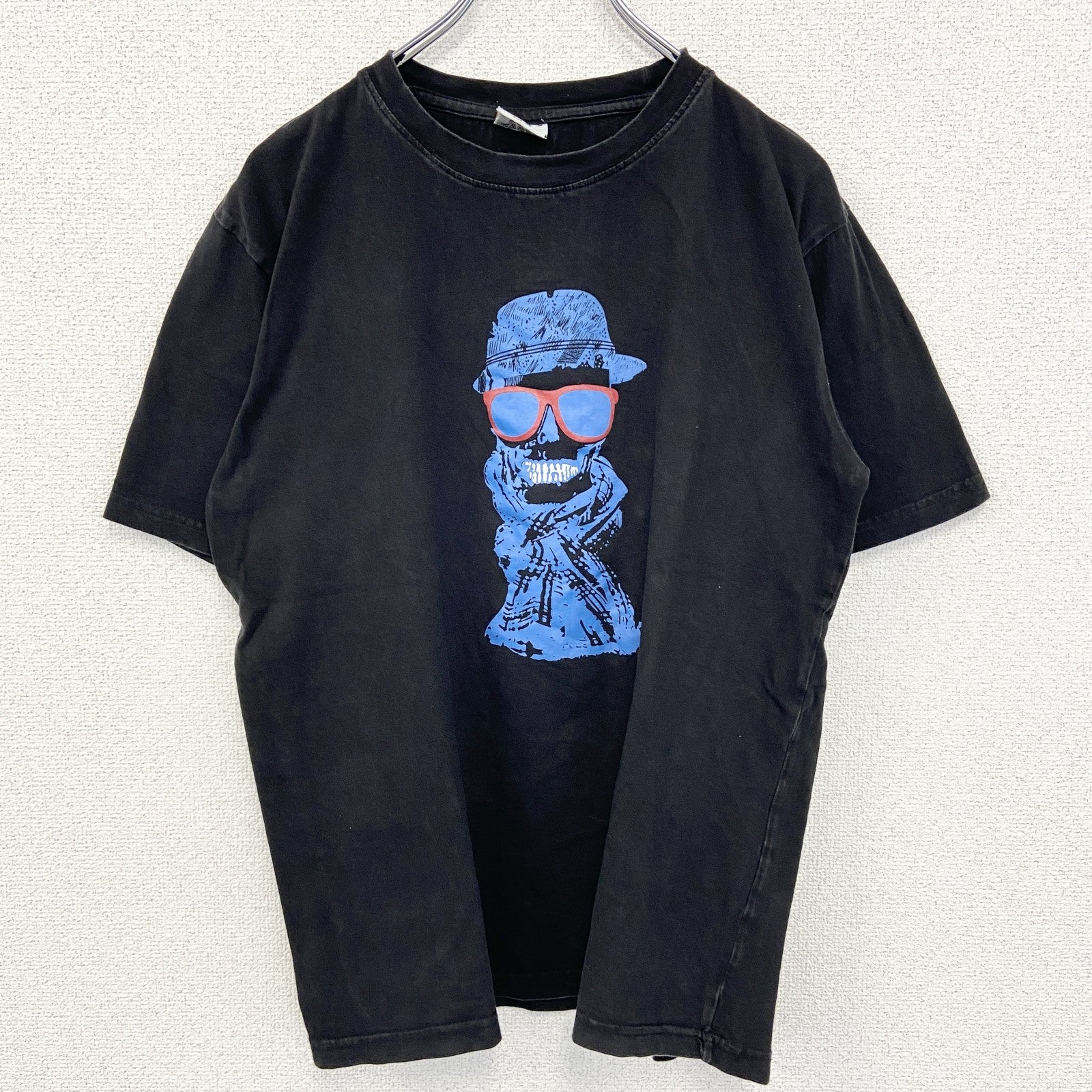 古着 used　Fashion Castle　半袖プリントTシャツ　スカル　ギャング　黒　ブラック　カジュアルデザイン　XLサイズ
