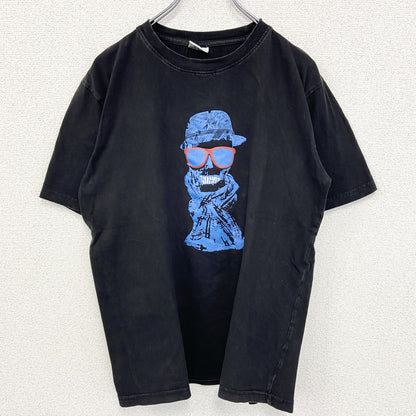 古着 used　Fashion Castle　半袖プリントTシャツ　スカル　ギャング　黒　ブラック　カジュアルデザイン　XLサイズ
