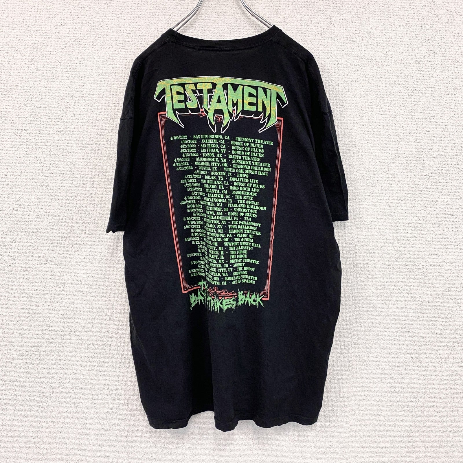 TESTMENT　テスタメント　半袖プリントTシャツ　来日公演ツアーT　バンT　黒　ブラック　