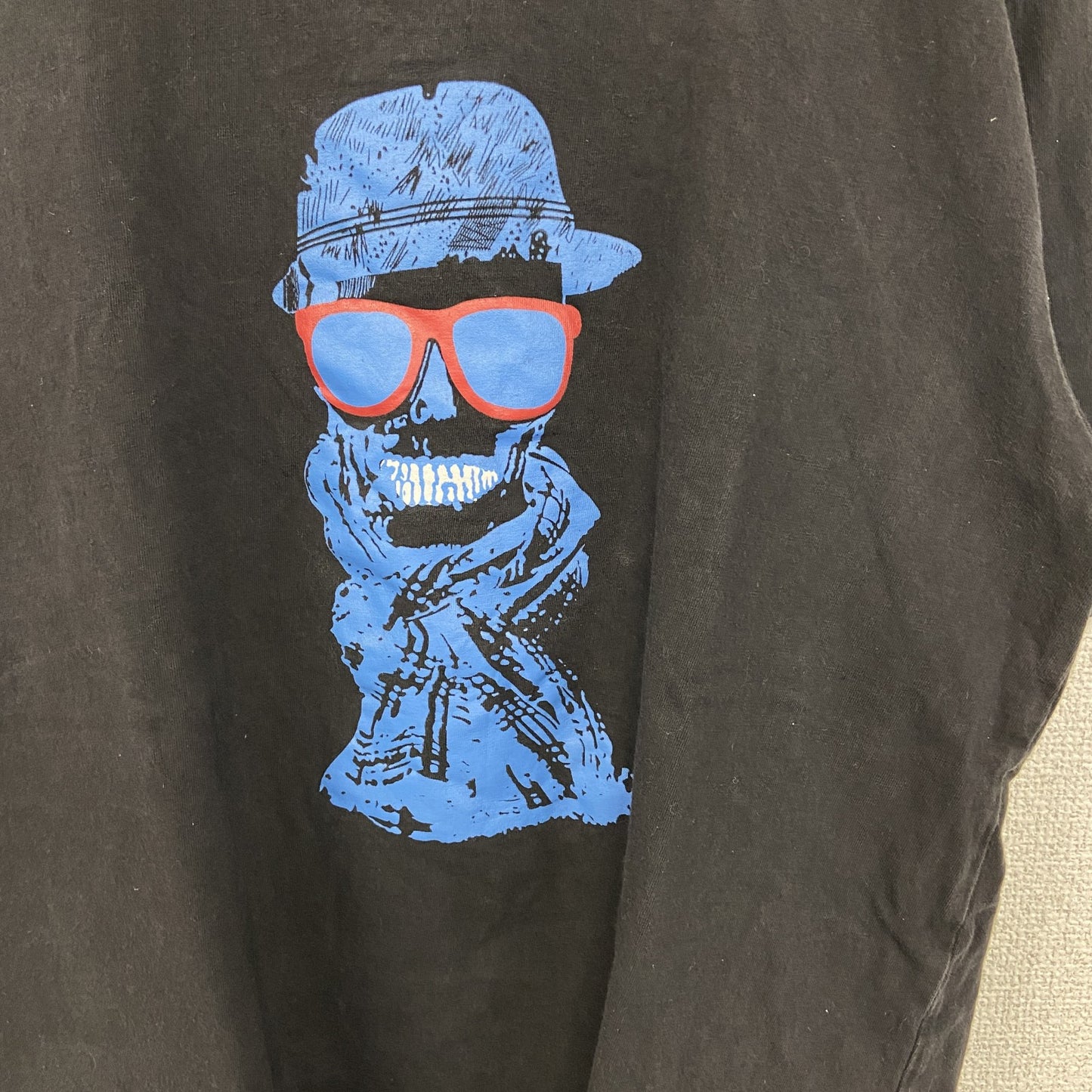 古着 used　Fashion Castle　半袖プリントTシャツ　スカル　ギャング　黒　ブラック　カジュアルデザイン　XLサイズ