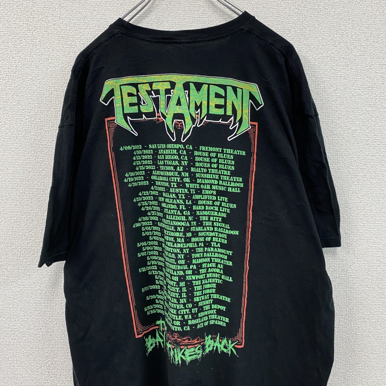 TESTMENT　テスタメント　半袖プリントTシャツ　来日公演ツアーT　バンT　黒　ブラック　