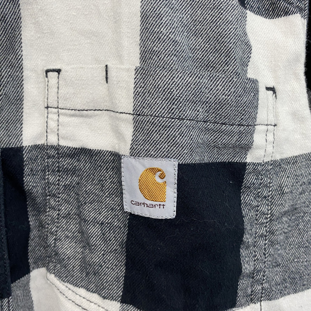 Carhartt　カーハート　長袖ネルシャツワンピース　ブロックチェック　ホワイト　ブラック　M(8-10)サイズ