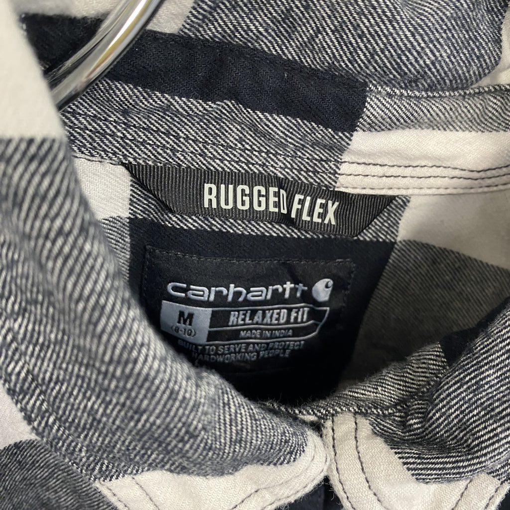 Carhartt　カーハート　長袖ネルシャツワンピース　ブロックチェック　ホワイト　ブラック　M(8-10)サイズ