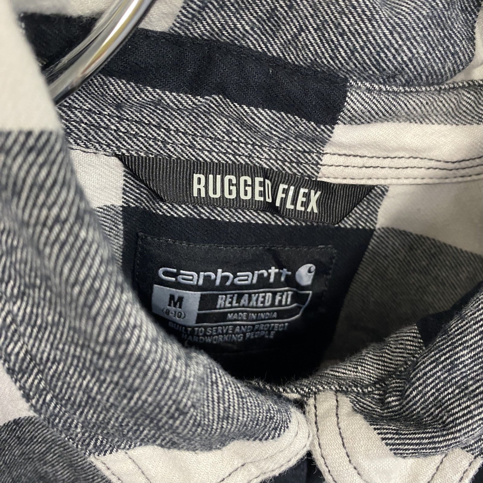 Carhartt　カーハート　長袖ネルシャツワンピース　ブロックチェック　ホワイト　ブラック　M(8-10)サイズ