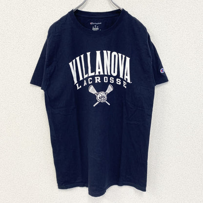 古着 used　champion チャンピオン　半袖カレッジプリントTシャツ　ビラノバ大学　ラクロス　ネイビー　紺　Mサイズ