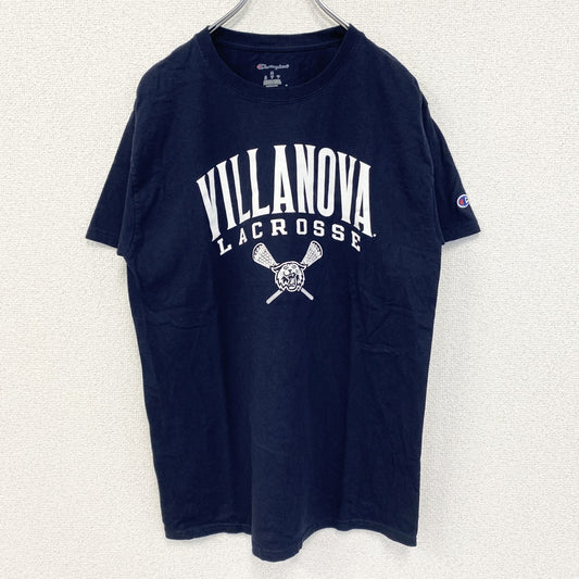 古着 used　champion チャンピオン　半袖カレッジプリントTシャツ　ビラノバ大学　ラクロス　ネイビー　紺　Mサイズ