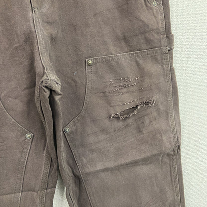 ノーブランド　ダメージ加工　ダブルニーペインターパンツ　ブラウン