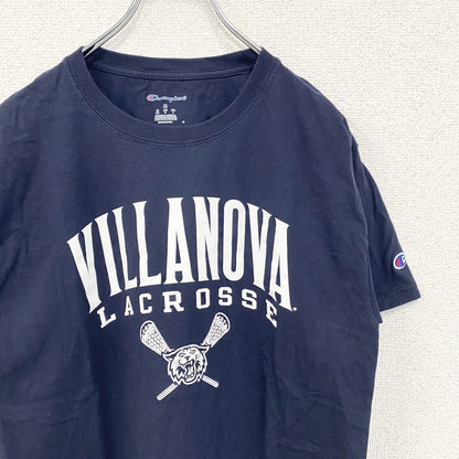 古着 used　champion チャンピオン　半袖カレッジプリントTシャツ　ビラノバ大学　ラクロス　ネイビー　紺　Mサイズ