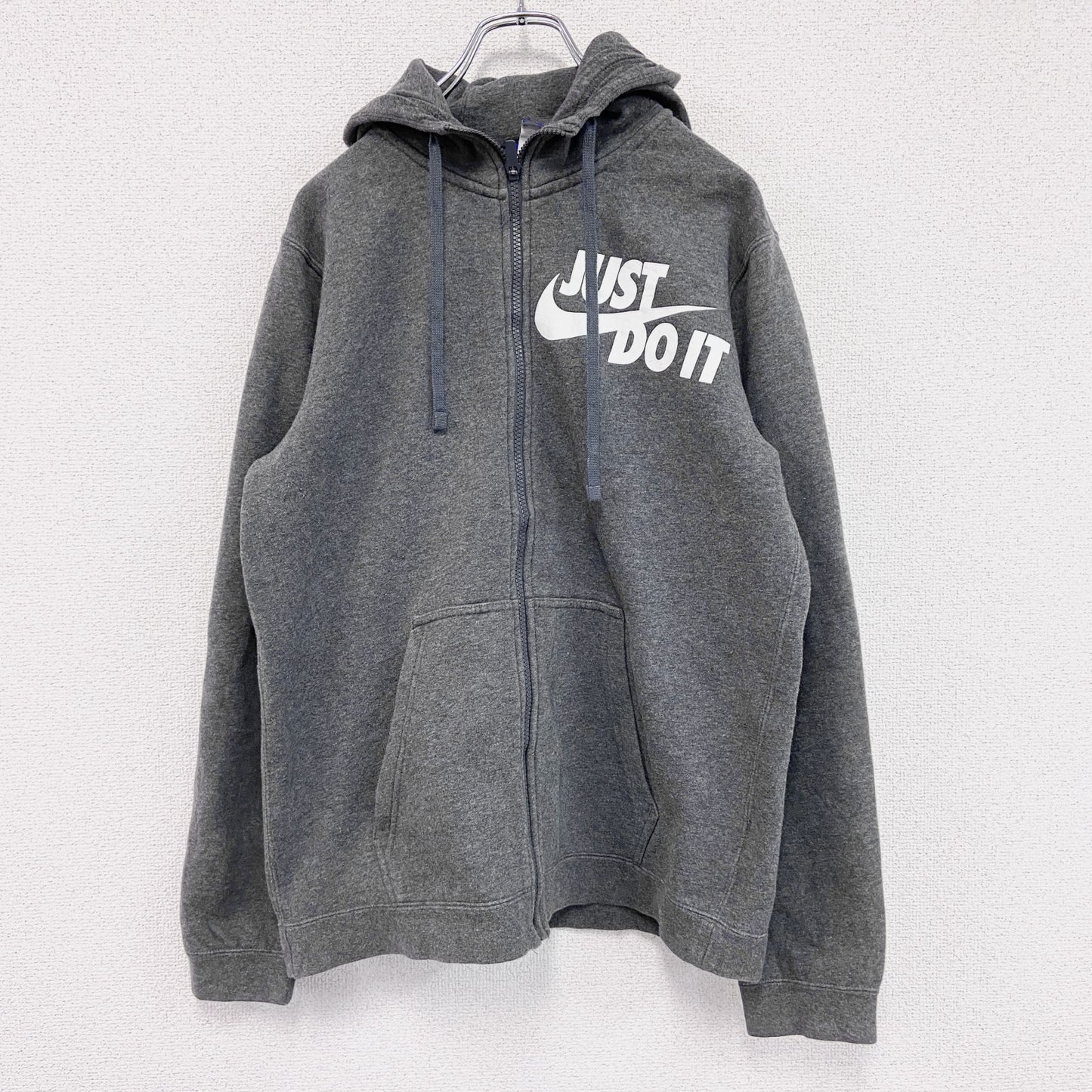 NIKE　ナイキ　フルジップスウェットパーカー/フーディー　JUST DO IT　スウッシュ　灰色　グレー　Mサイズ