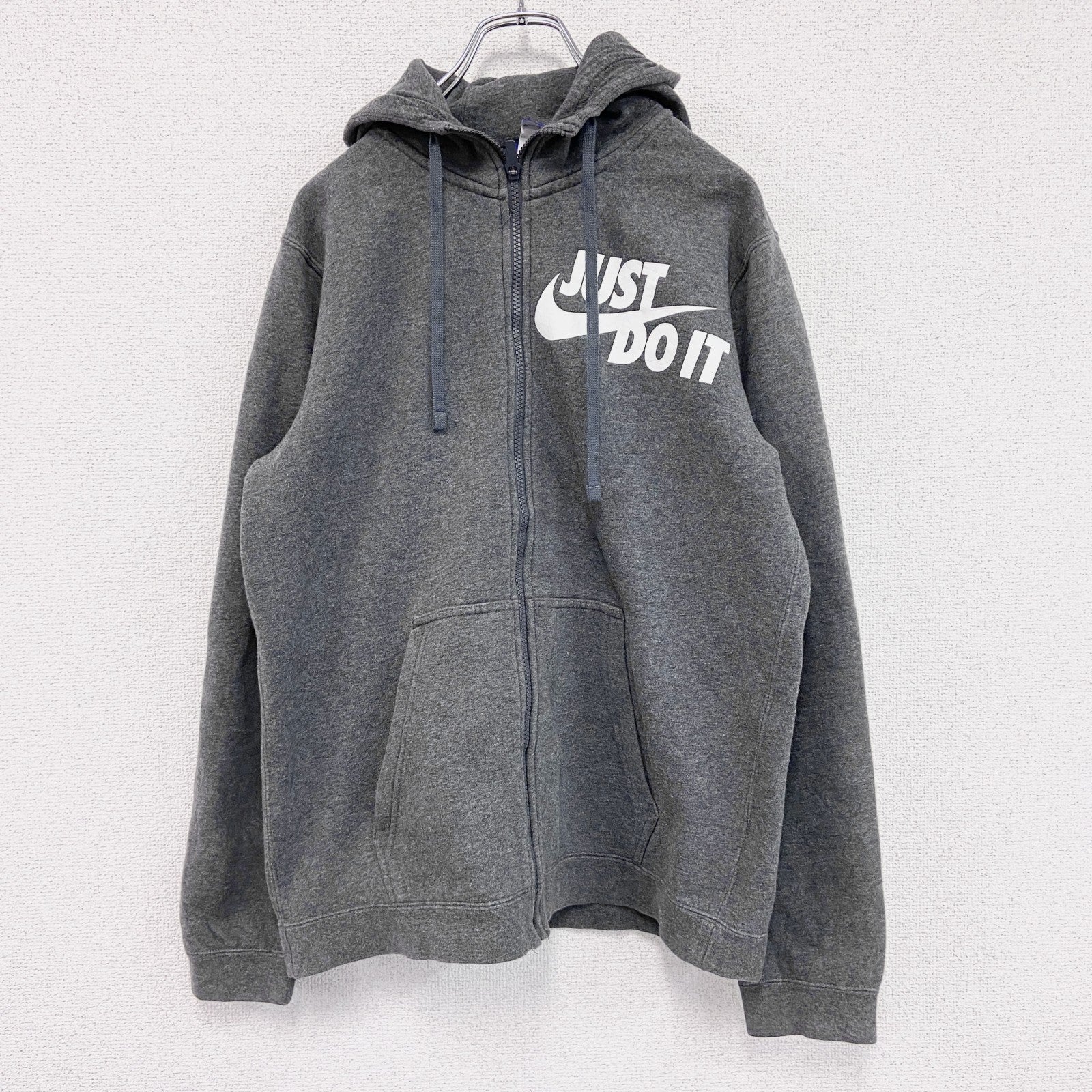 NIKE　ナイキ　フルジップスウェットパーカー/フーディー　JUST DO IT　スウッシュ　灰色　グレー　Mサイズ