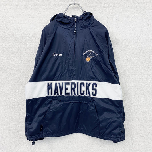 Charles River Apparel　アノラックパーカー　ナイロンプルオーバージャケット　刺繍ロゴ　紺　ネイビー　Mサイズ