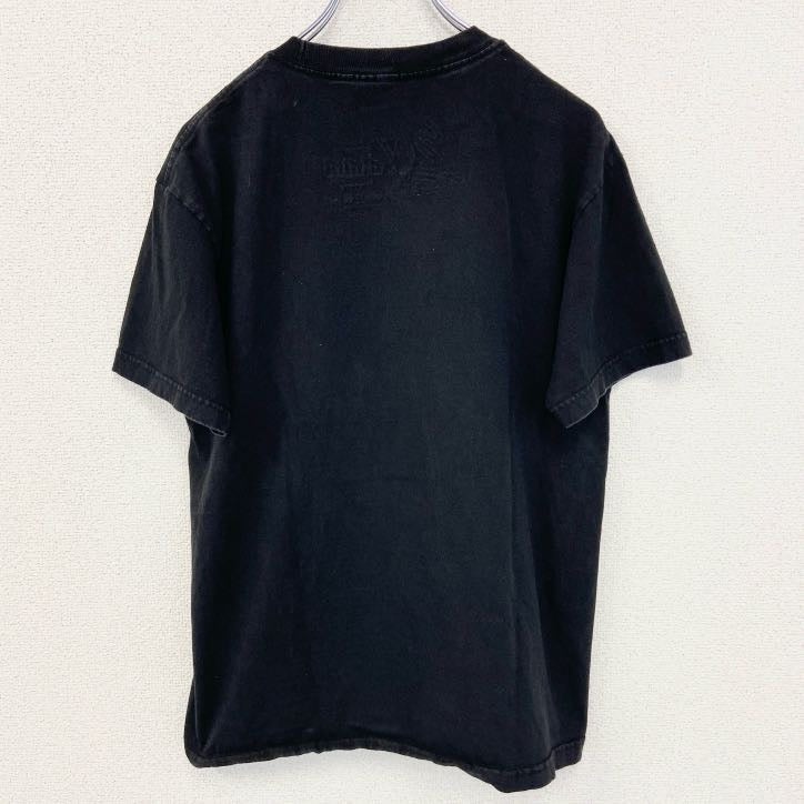 SUPPORT HUMANS　半袖プリントTシャツ　英字プリント　ドロップシャドウ　クルーネック　黒　ブラック　Mサイズ