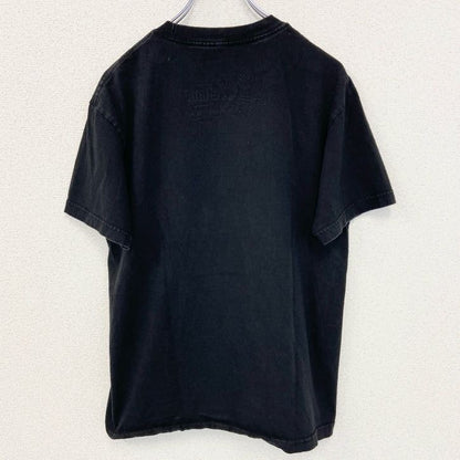 SUPPORT HUMANS　半袖プリントTシャツ　英字プリント　ドロップシャドウ　クルーネック　黒　ブラック　Mサイズ