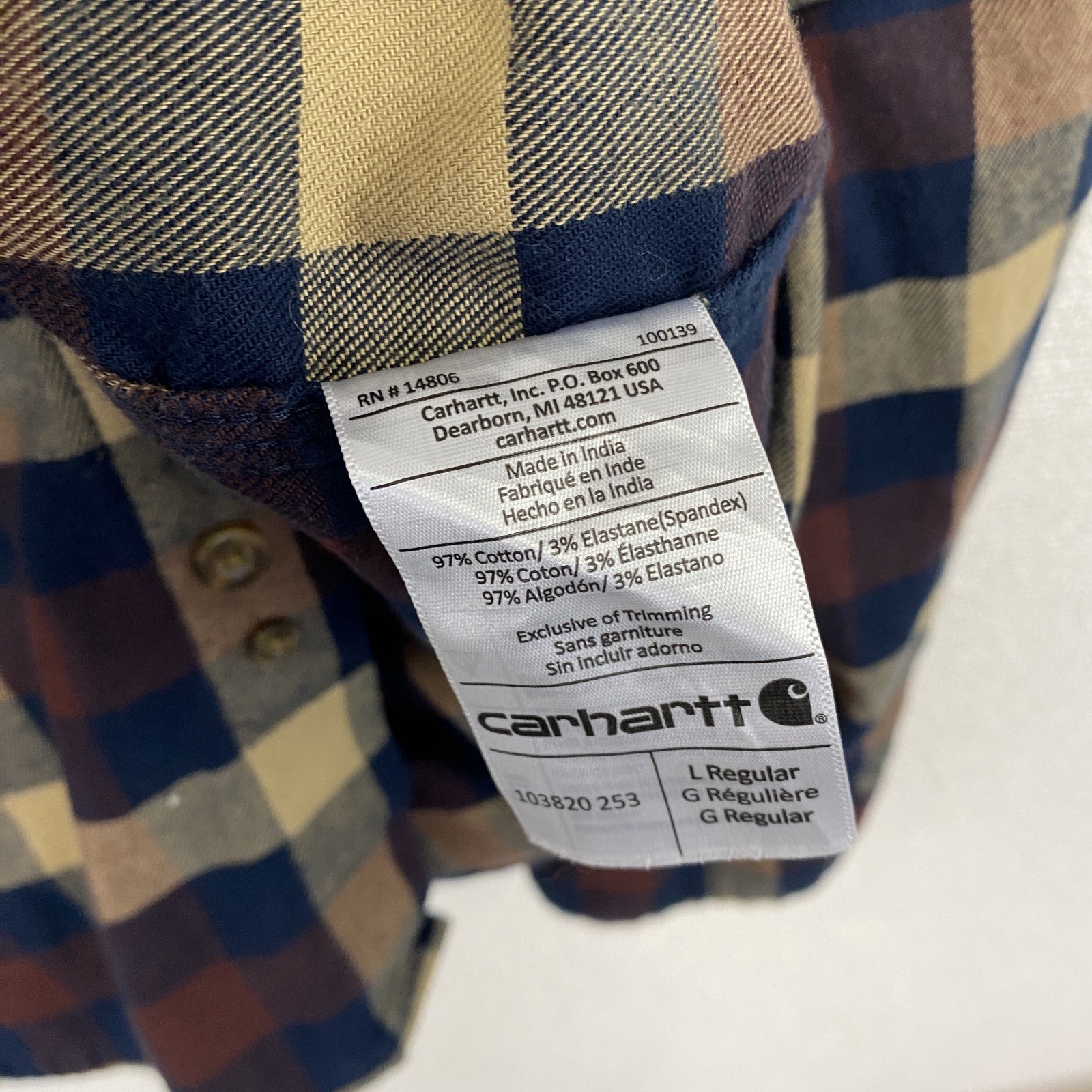 Carhartt　カーハート　長袖ネルシャツ　ボタンダウンシャツ　マルチカラー　Lサイズ